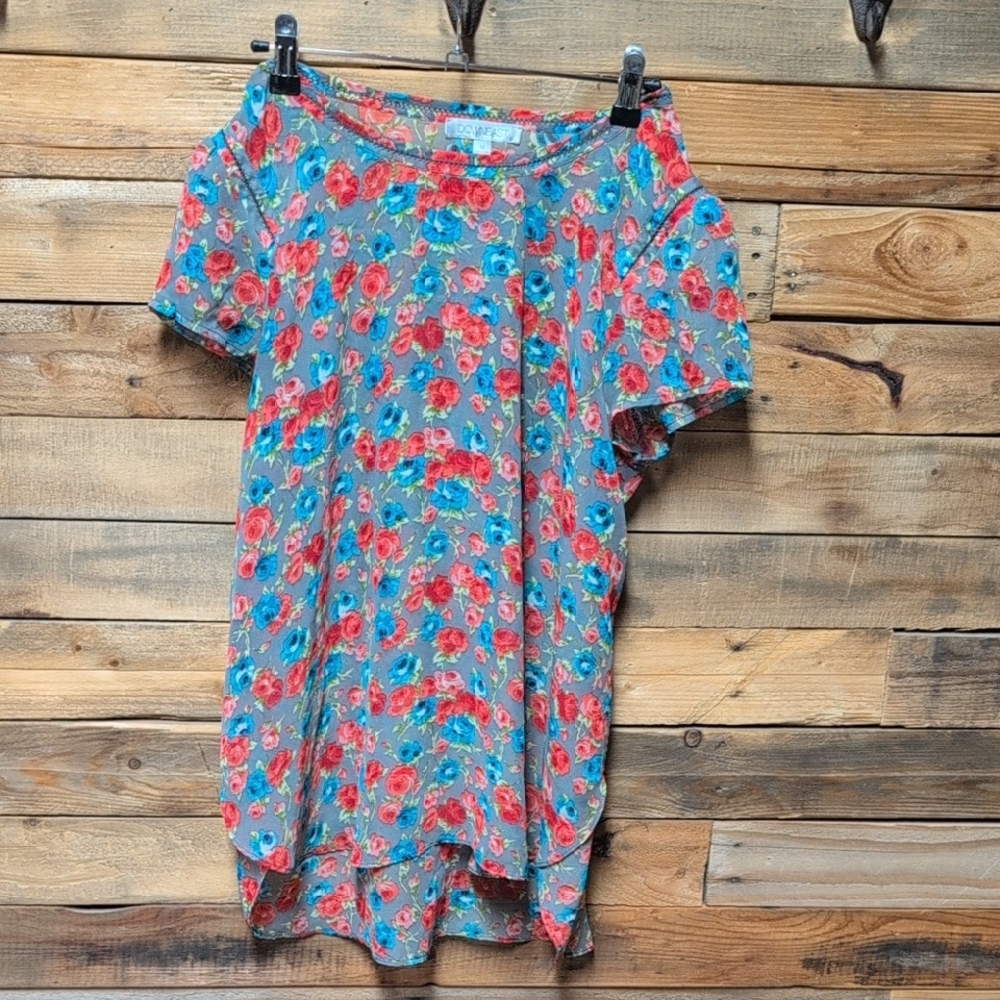 DownEast Vibrant Floral Blouse Cute Cheap Size M